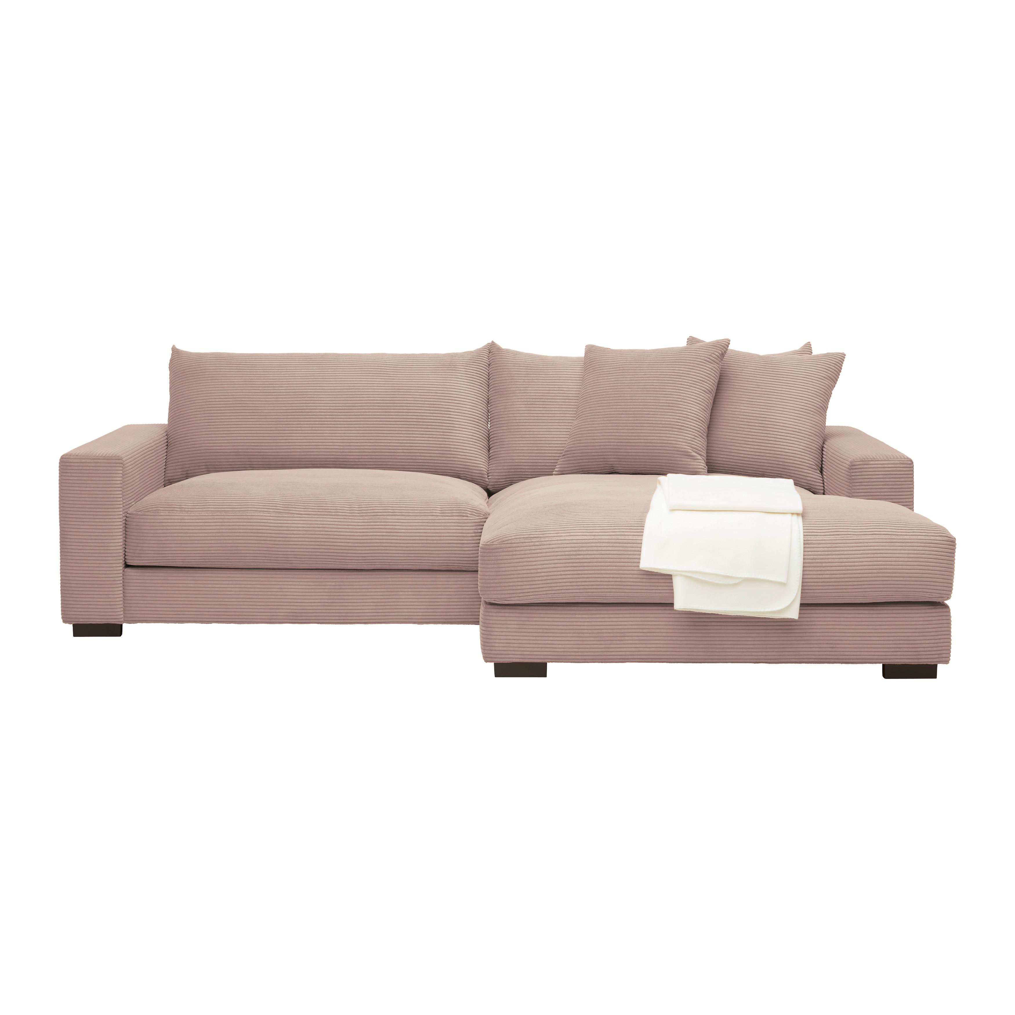 Rohová sedačka PEDRO, pravá, růžový manšestr - růžová, Moderní, textil (265/180cm) - Mömax