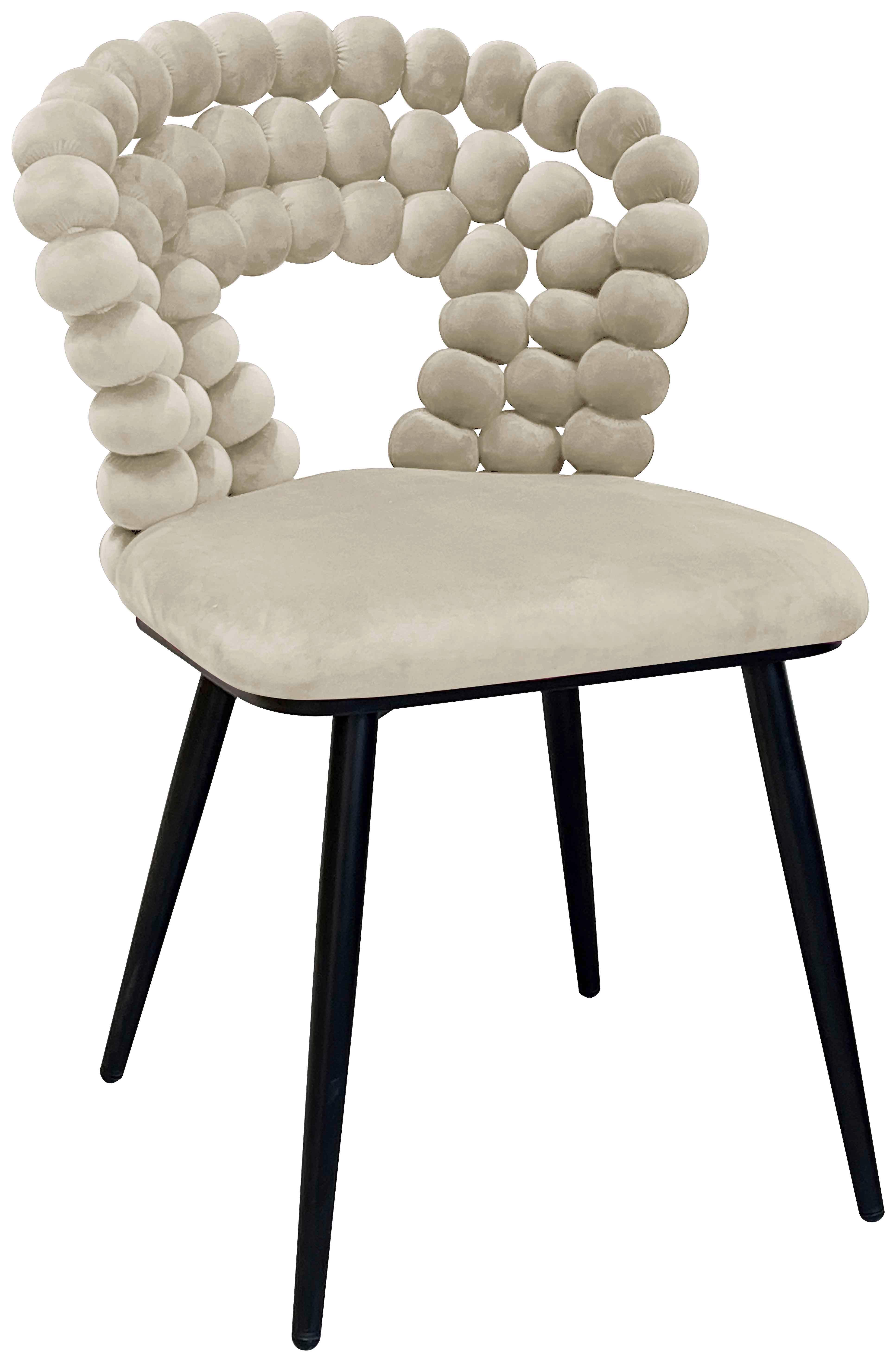 Stolička LIA velúr béžová - čierna/béžová, Lifestyle, kov/drevo (55/85/62cm) - Mömax