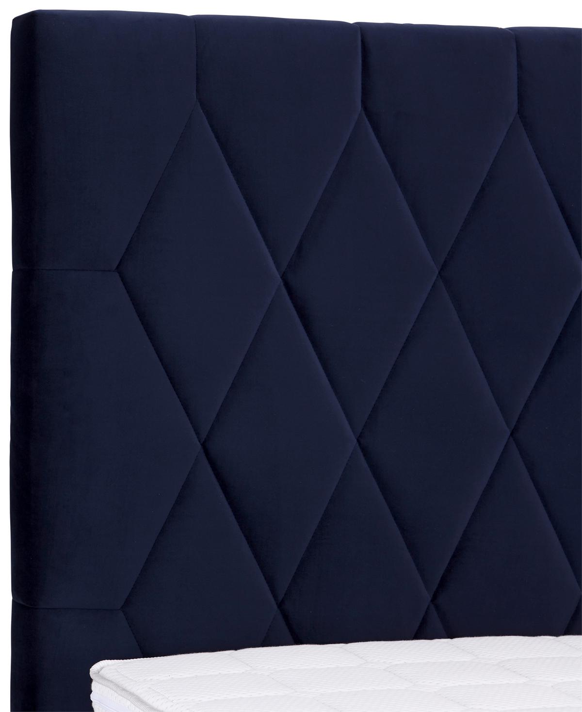Boxspringbett 160x200cm Paula 1 - Chromfarben/Dunkelblau, MODERN, Textil (160/200cm)