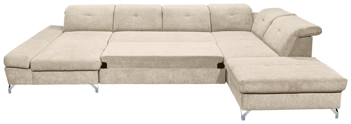 Ecksofa Melfi Sandfarben U: 168 Cm - Sandfarben/Silberfarben, MODERN, Textil (168/350/245cm) - MID.YOU