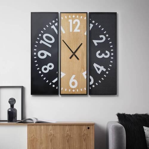 Nástenné Hodiny Giorgia - prírodné farby/čierna, Moderný, kov (100/100/2cm) - Bessagi Home