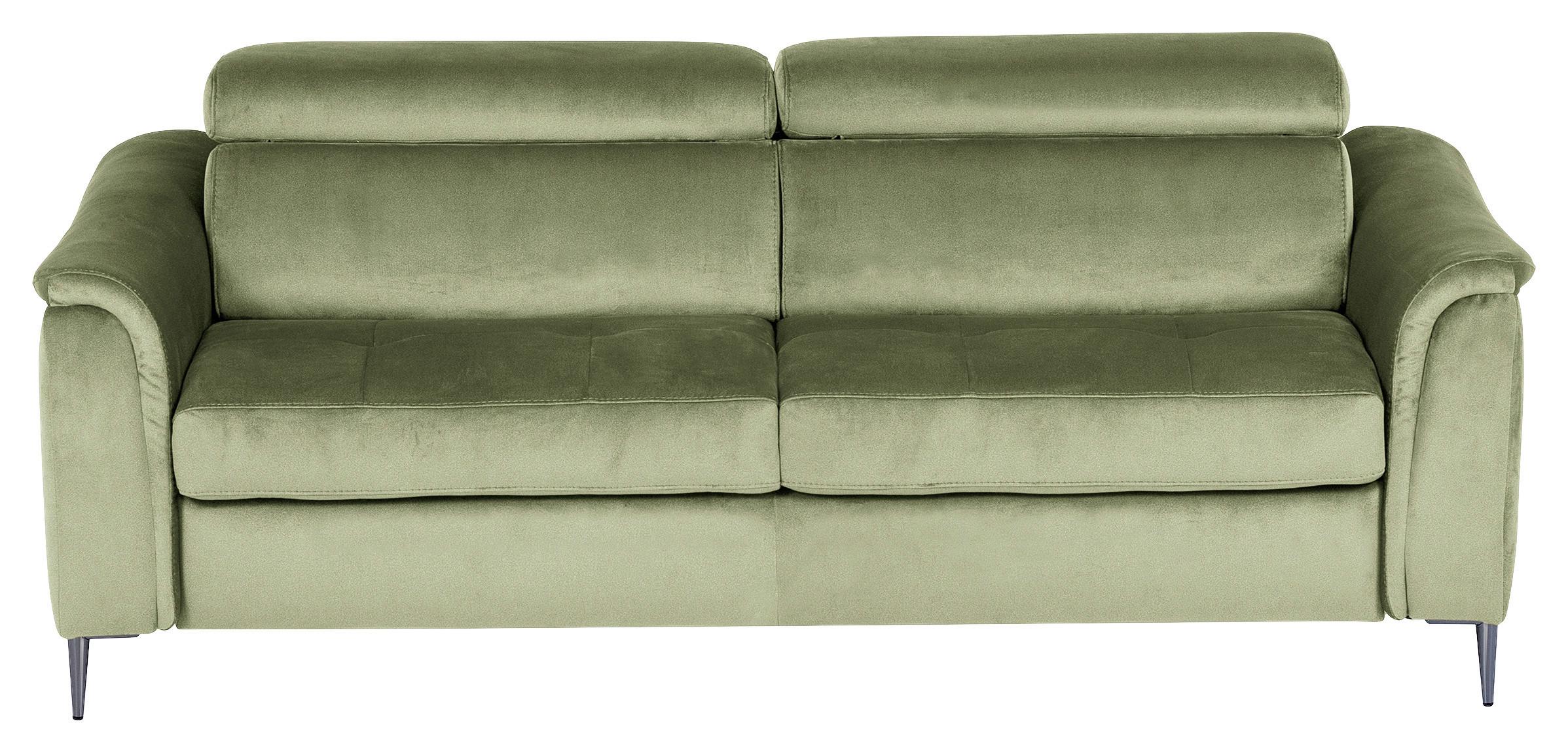 Schlafsofa Pafos Hellgrün B: 203 cm - Chromfarben/Hellgrün, Design, Textil (203/77-98/103cm) - MID.YOU