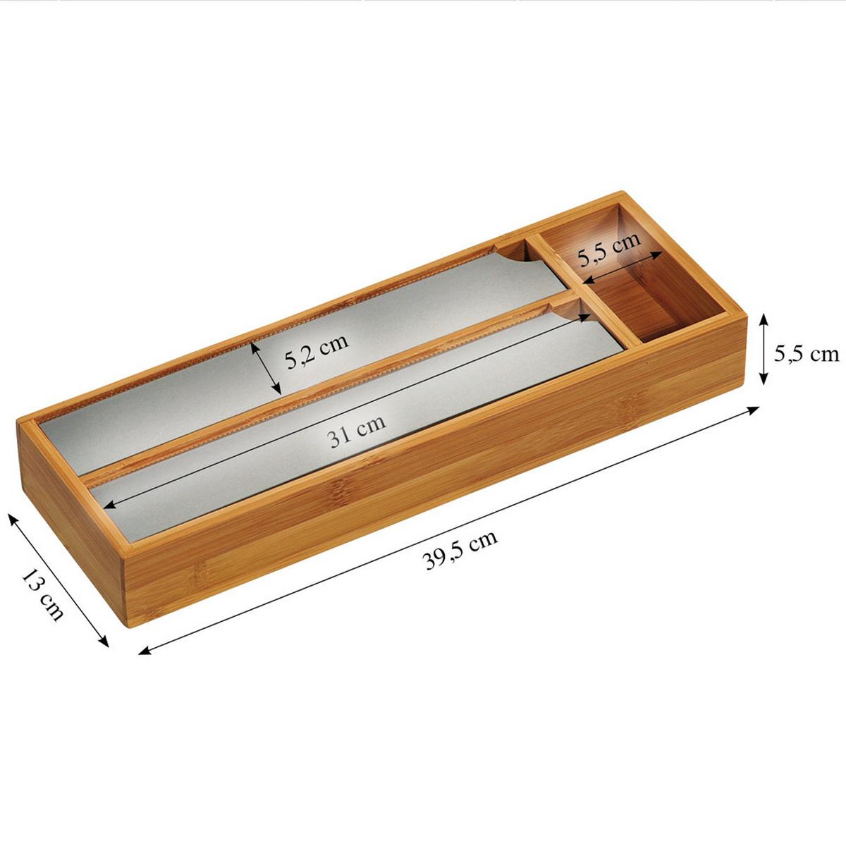 Schubladeneinsatz Bambus 39,5x13 cm, Folienspender - Naturfarben, Basics, Holz (39,5/13/5,5cm) - Kesper