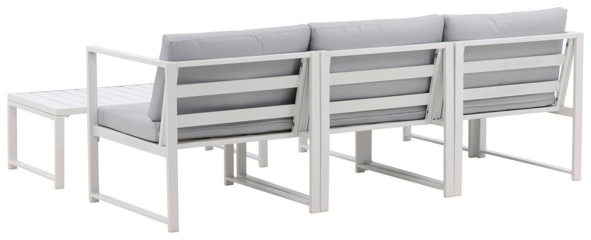 Loungegarnitur Salvador - Weiß/Grau, KONVENTIONELL, Textil/Metall - Gardenson