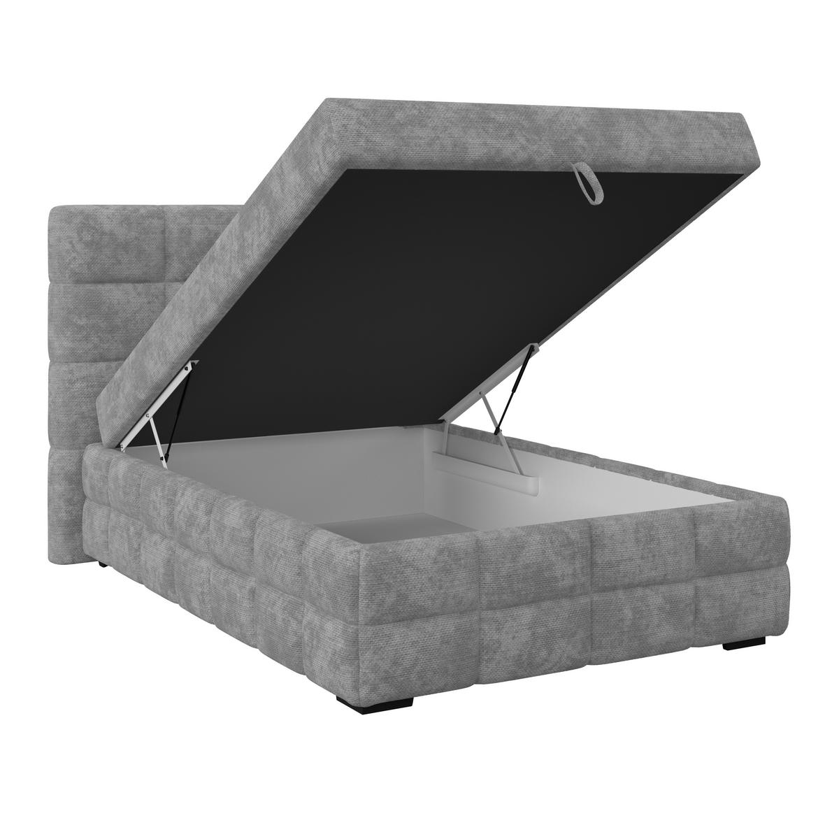 Čalúnená posteľ VEGA 140x200 cm, sivá - čierna/sivá, Trend, drevo/textil (140/200cm)