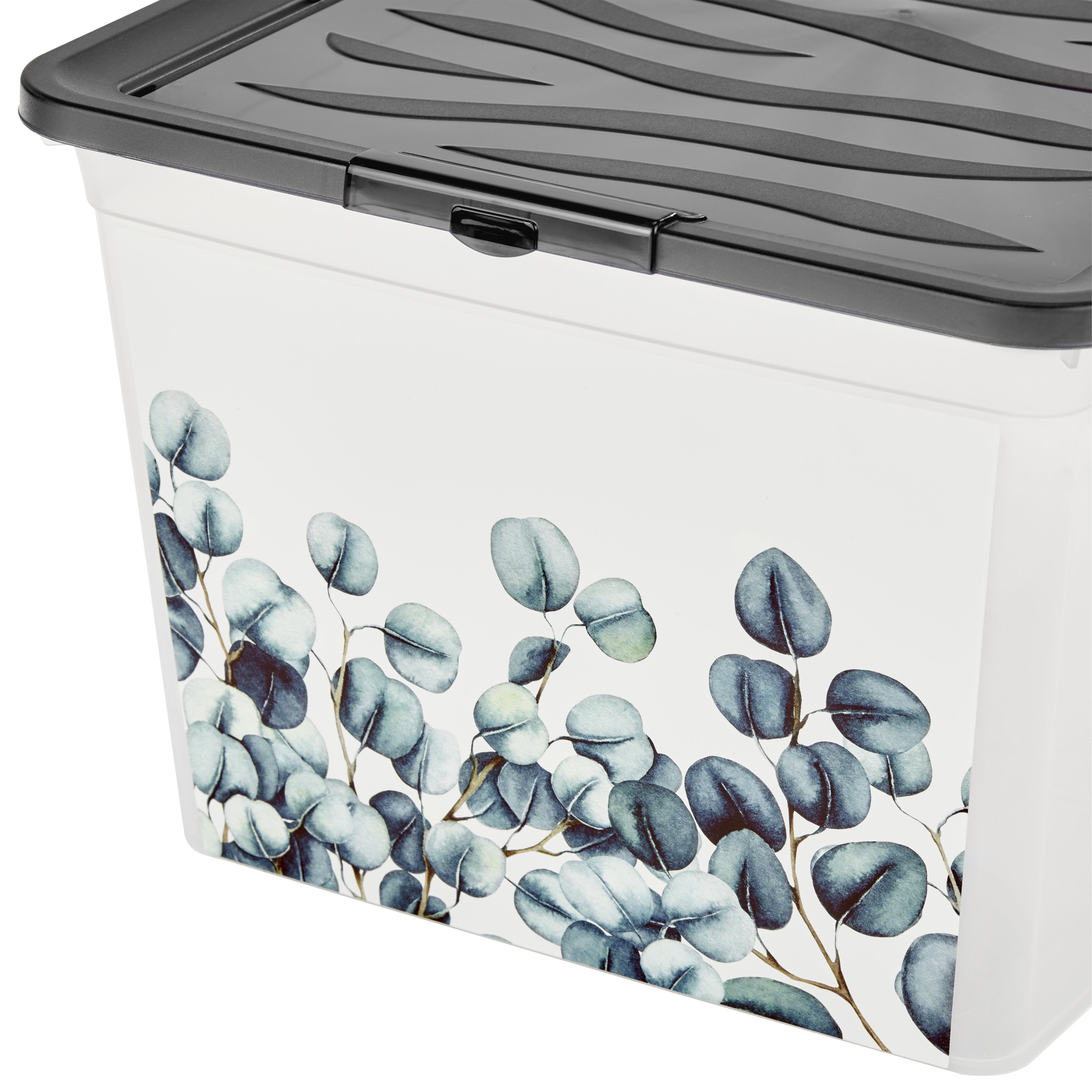 Aufbewahrungsbox Eukalyptus Mit Deckel 38,4x19,9x28,3 Cm - Klar/Anthrazit, KONVENTIONELL, Kunststoff (38,4/19,9/28,3cm)