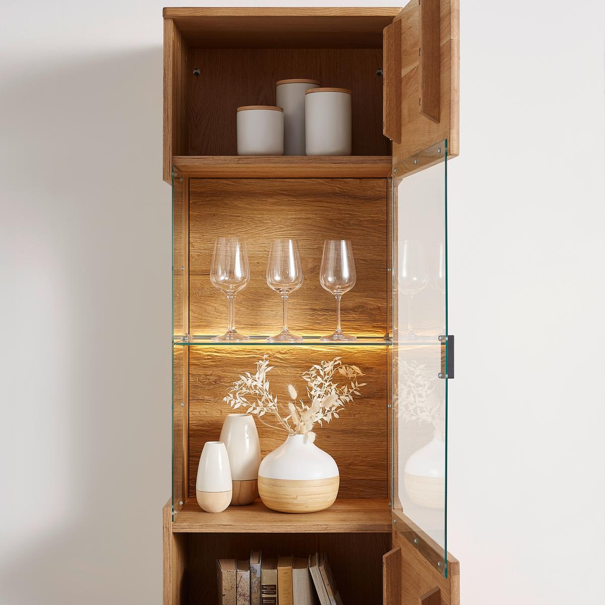 Závěsná vitrína divoký dub - šedá/divoký dub, Moderní, kov/dřevo (50/138/37cm) - Premium Living