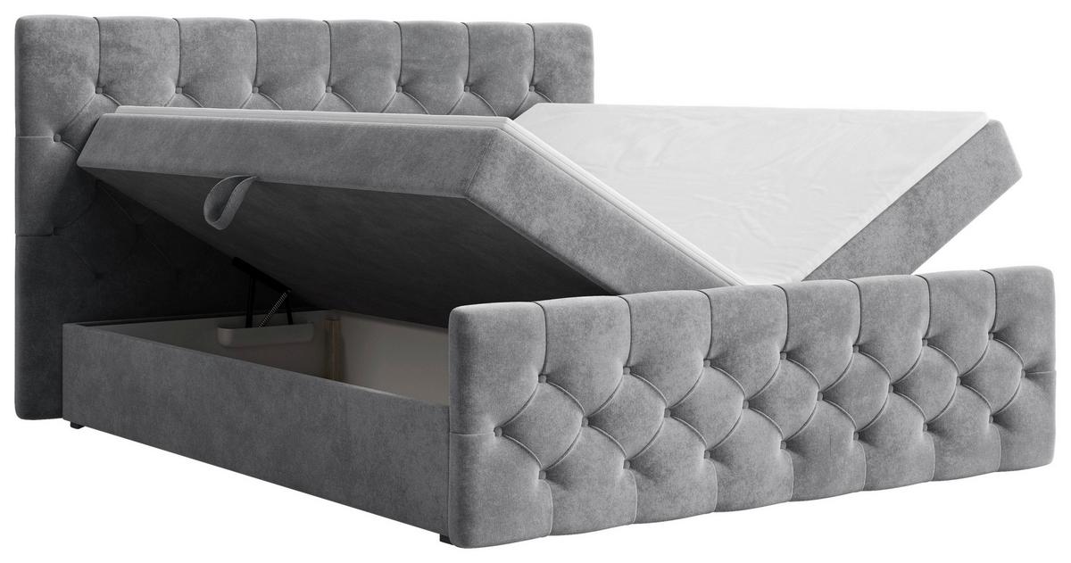 BOXBETT Karo Anthrazit 140x200cm - Anthrazit/Schwarz, MODERN, Holz/Kunststoff (140/200cm) - MID.YOU