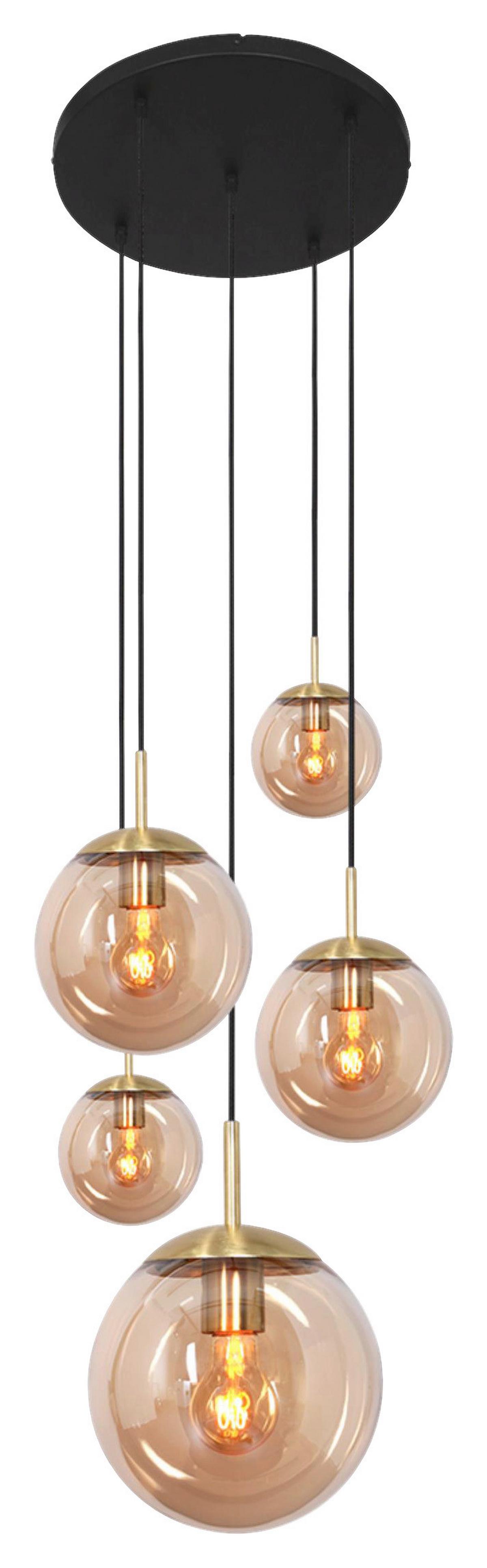 Deckenleuchte Bollique - Schwarz, Trend, Glas/Metall (60/115-373/60cm)