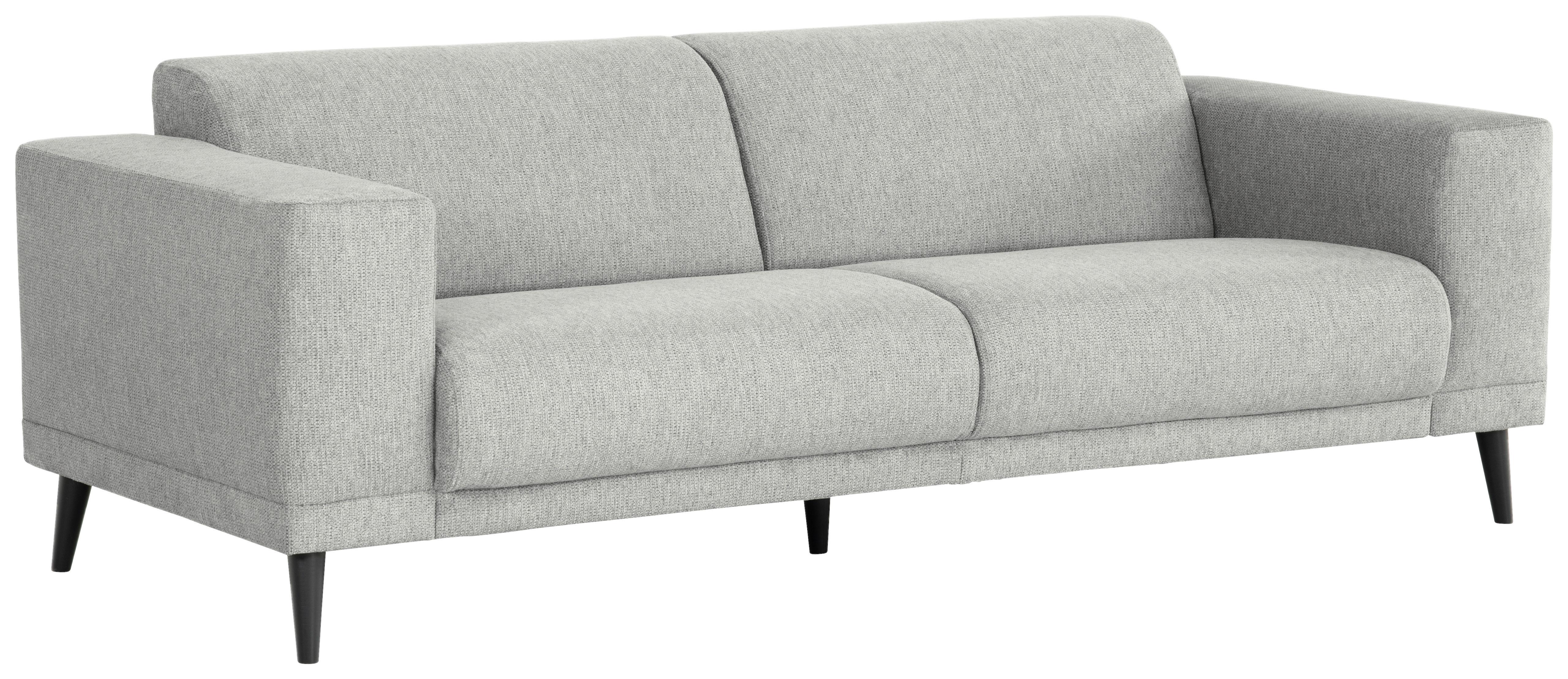 3-Sitzer-Sofa Oslo Hellgrau B: 218 cm - Hellgrau/Schwarz, Design, Textil (218/77/93cm) - MID.YOU