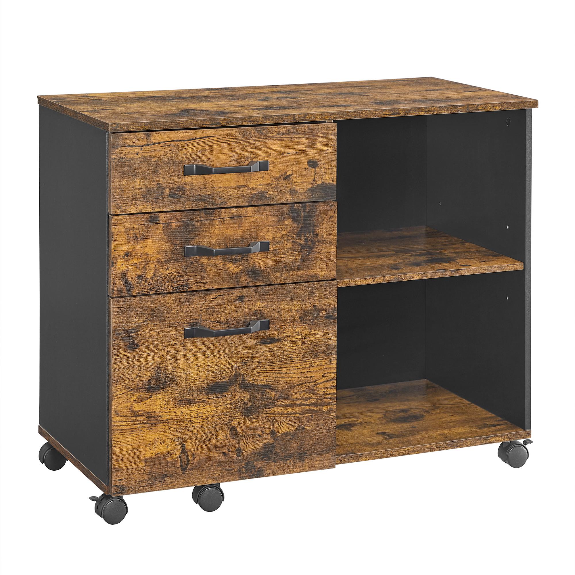 Rollcontainer Iron B: 80 cm Braun/Schwarz - Schwarz/Braun, Basics, Holz/Holzwerkstoff (80/66/40cm) - Boxxx