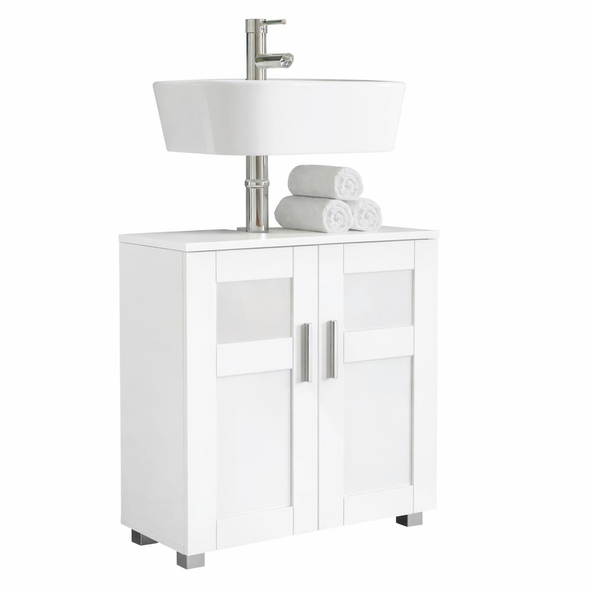 WASCHBECKENUNTERSCHRANK Nilari Weiß B: 60cm - Weiß/Grau, Trend, Glas/Holzwerkstoff (60/60/29cm) - MID.YOU