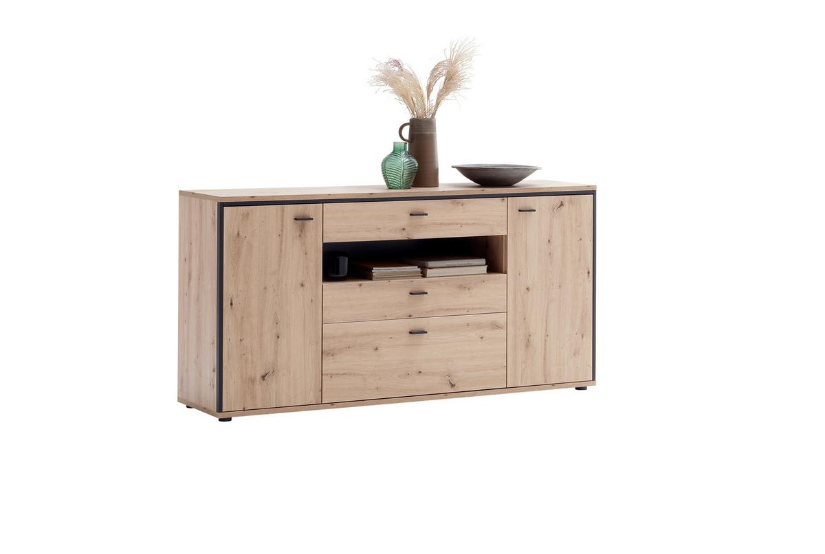 Sideboard 183 cm Buenos Aires Anthrazit/Eichefarben - Eichefarben/Anthrazit, Design, Holzwerkstoff (183/92/45cm) - MID.YOU