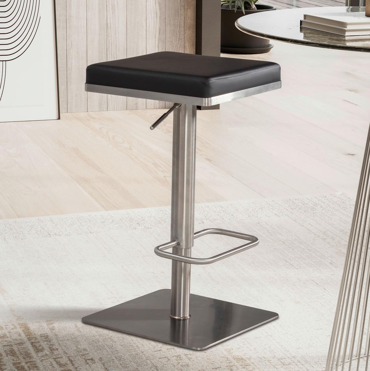 BARHOCKER Schwarz/Silberfarben - Silberfarben/Schwarz, Design, Textil/Metall (37/82/37cm) - MID.YOU