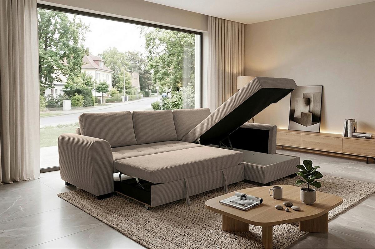 Ecksofa John Karamell S: 239x178 cm - Karamell/Schwarz, Trend, Textil (239/178cm)