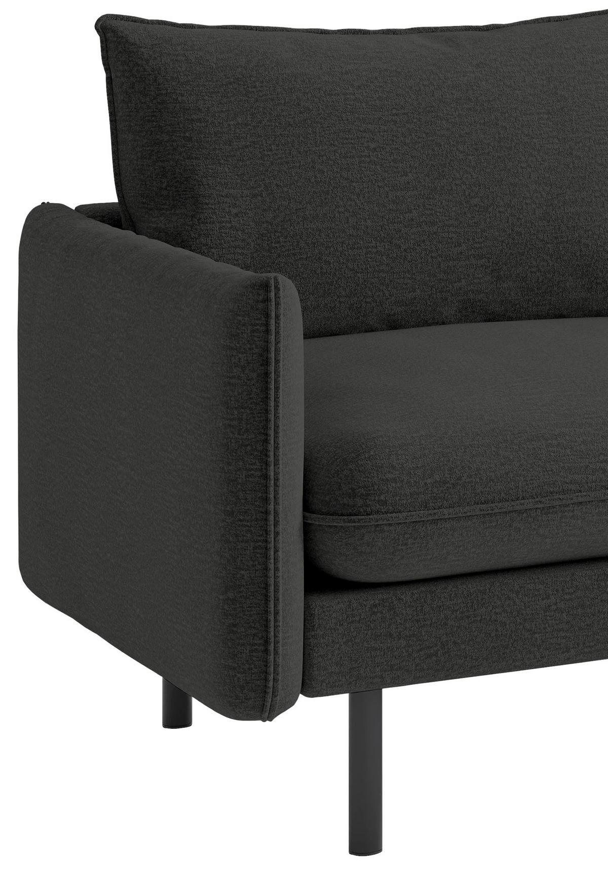 Sitzgarnitur Samos Dunkelgrau B: 215 cm - Dunkelgrau/Schwarz, Design, Textil (215/85/92cm) - Livetastic