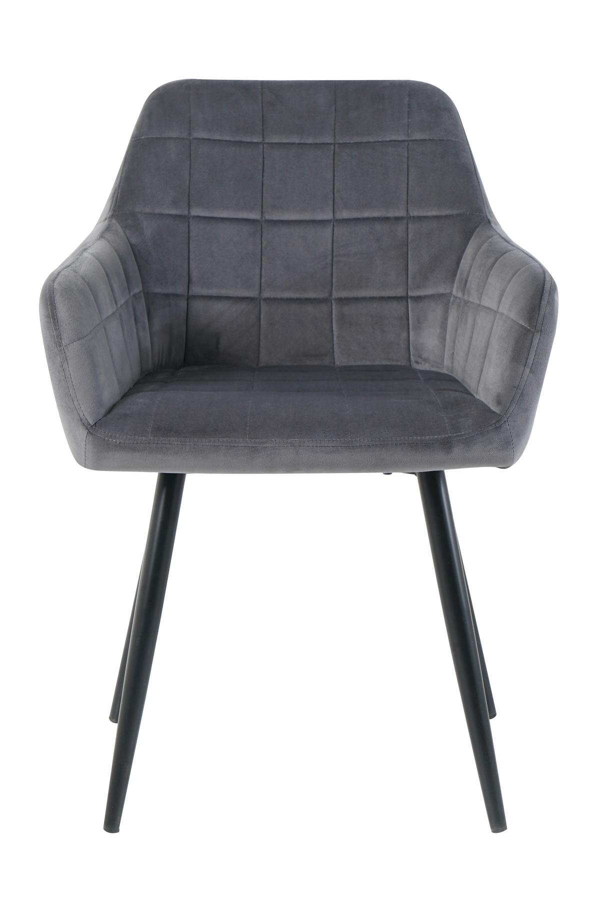 Armlehnstuhl-set Samt Anthrazit, B: 59cm - Anthrazit/Schwarz, Design, Textil/Metall (59/83/62cm) - Livetastic