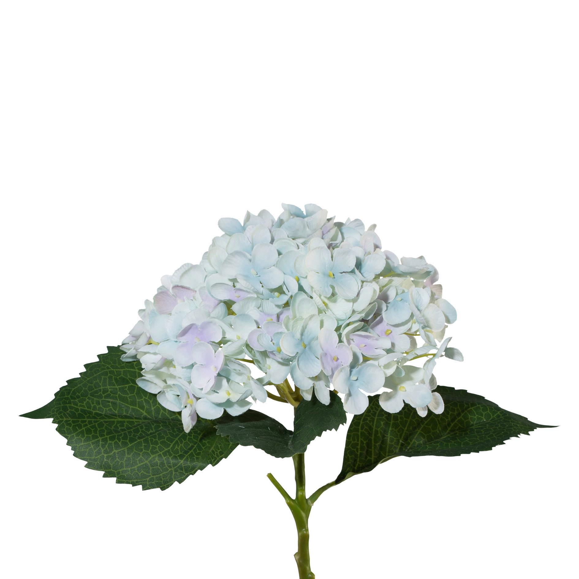 Kunstblume Hortensie Blau L: 53 cm, Lia - Blau/Grün, Natur, Kunststoff (53cm)