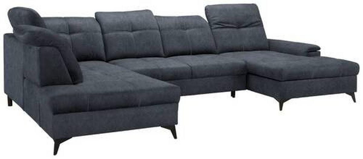 Rohová sedačka U SIERRA, levá, grafitová CLOUD - černá/světle šedá, Moderní, kov/textil (230/364/181cm) - Mömax