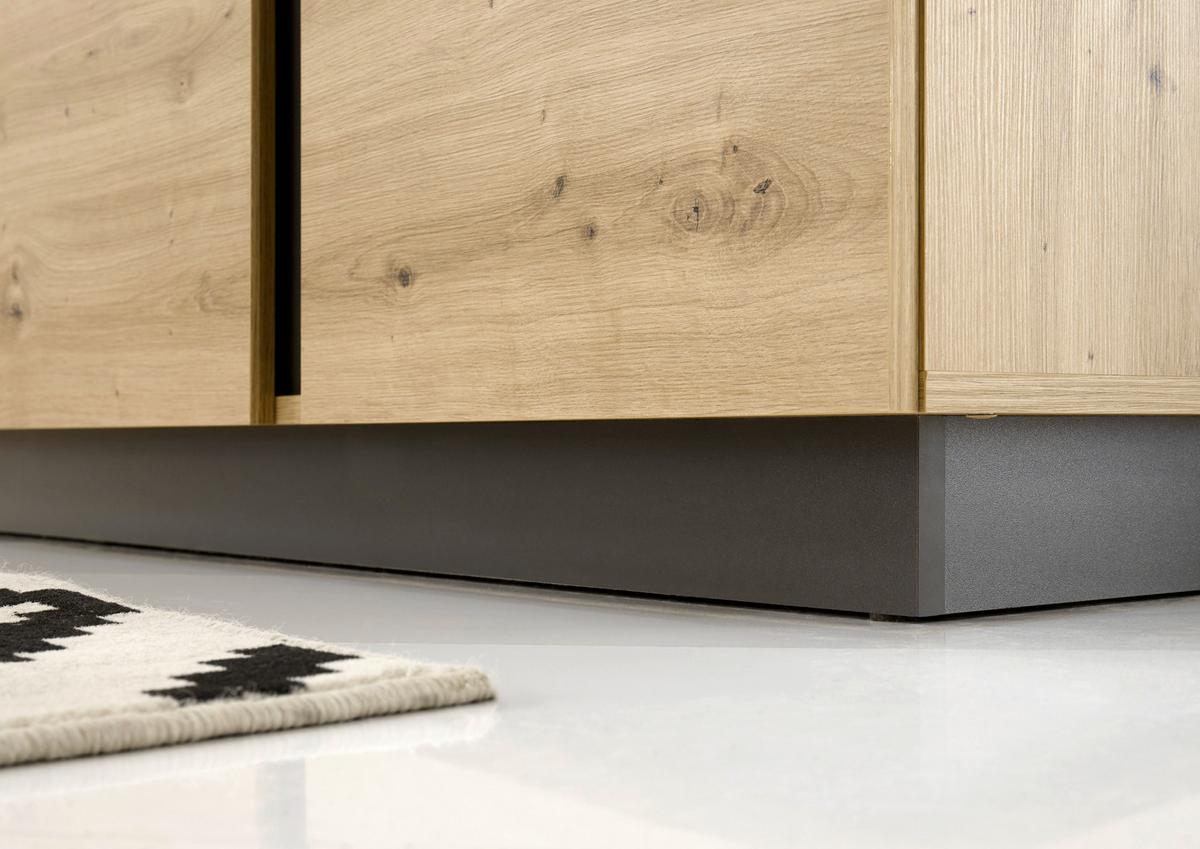 Sideboard Clair Grau/Eiche Dekor B:138cm - Eiche Artisan/Grau, Design, Glas/Holzwerkstoff (138/91/40cm) - MID.YOU