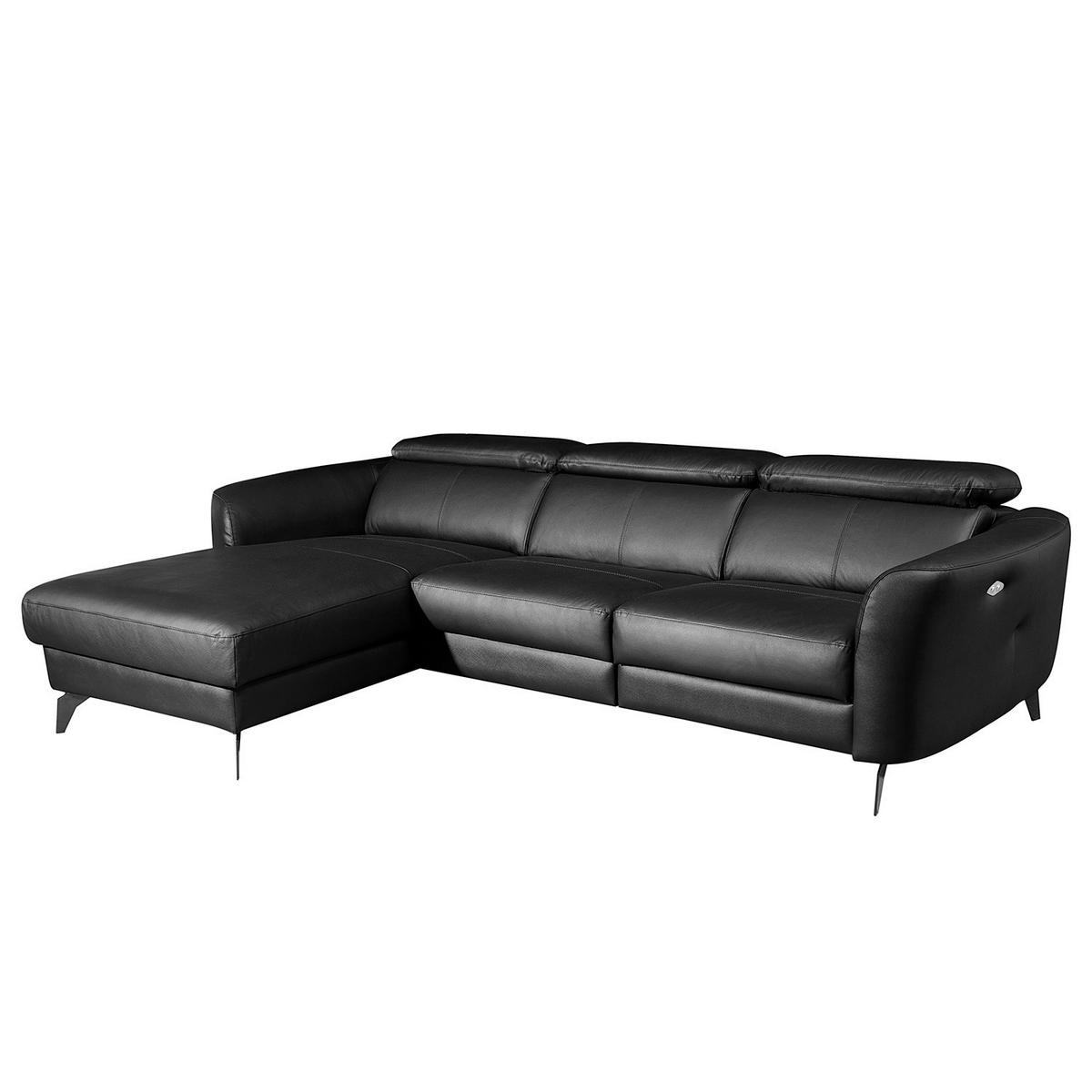 Ecksofa Berne Schwarz S: 183x261 Cm - Schwarz, Design, Leder/Textil (183/261cm) - Livetastic