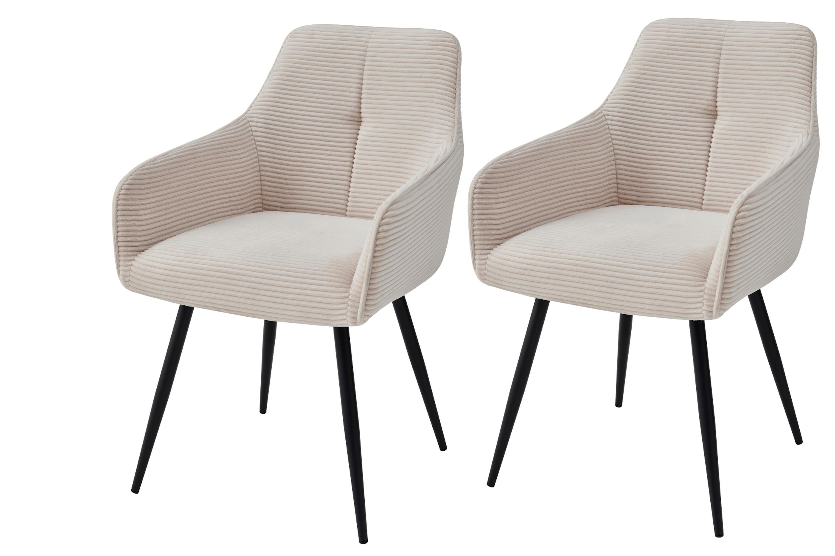 Armlehnstuhl-Set Verona II S 2er-Set - Beige/Schwarz, MODERN, Textil/Metall (55/85/61cm) - MID.YOU