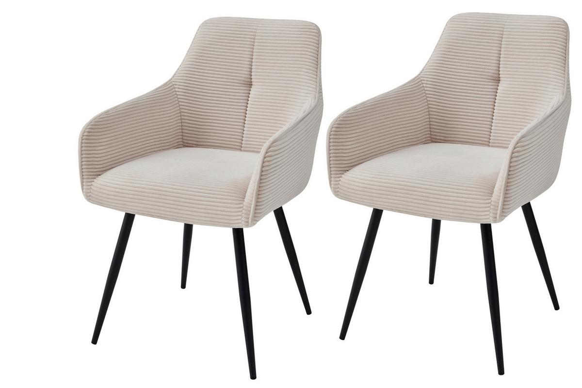 Armlehnstuhl-Set Verona II S 2er-Set - Beige/Schwarz, MODERN, Textil/Metall (55/85/61cm) - MID.YOU