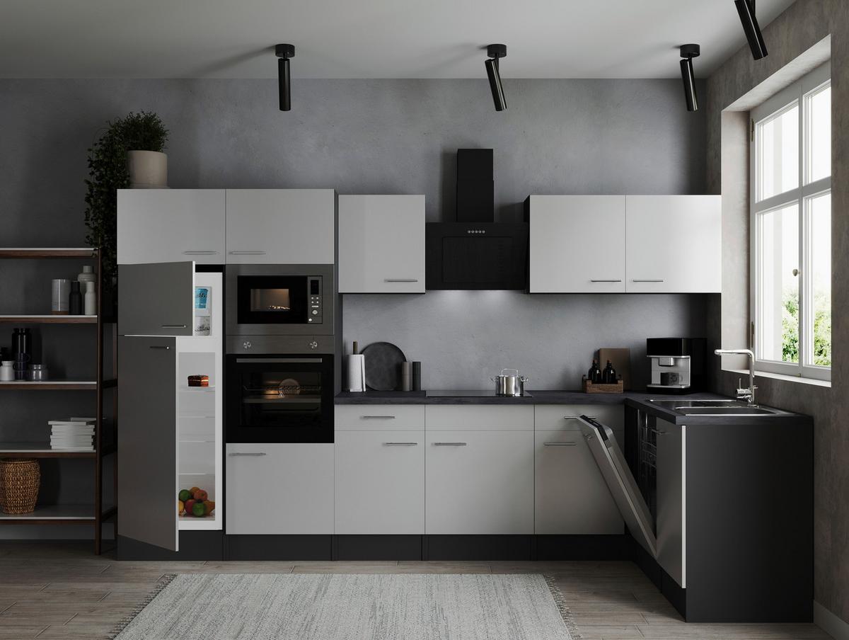 Eckküche Oliver Grau, Weiß S: 340x172cm - Weiß/Grau, Design, Holzwerkstoff (340cm) - Respekta