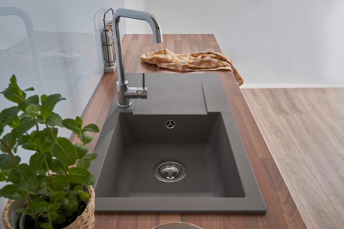 Spüle Respekta Denver Kunststein Bxt: 78x43,5 cm - Grau, Trend, Glas/Kunststoff (78/17/43,5cm) - Respekta