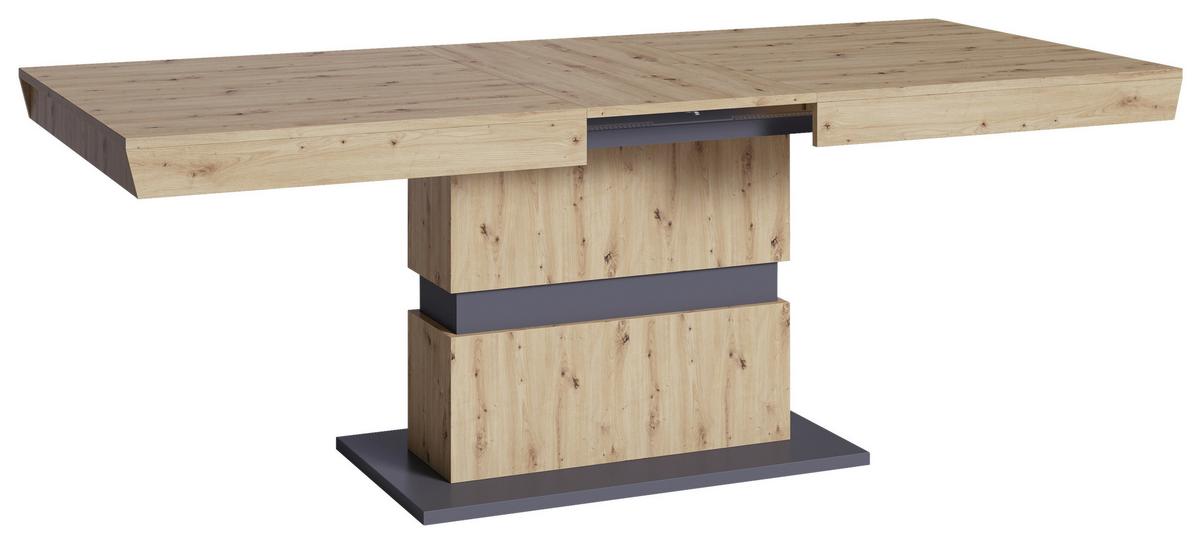 Esstisch Ausziehbar Matthew 160-215x90cm Eiche Dekor/grau - Dunkelgrau/Eiche Artisan, MODERN, Holzwerkstoff (160/90/75cm) - MID.YOU