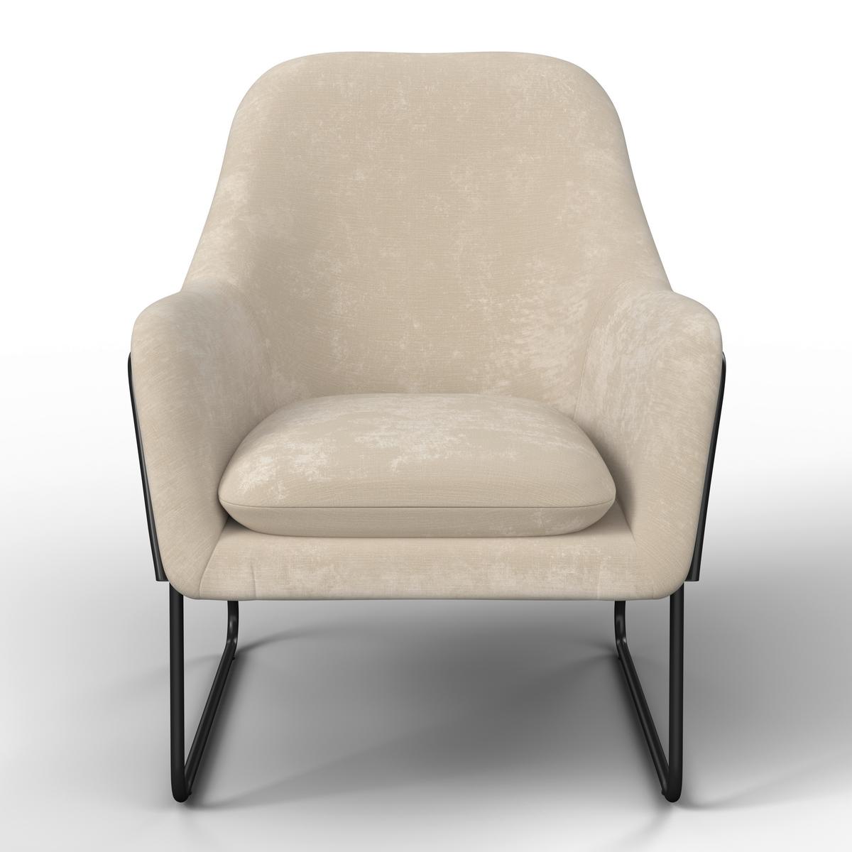 Relaxační kŕeslo KEZIA, béžová barva - černá/krémová, Moderní, kov/textil (71/84cm) - Bessagi Home