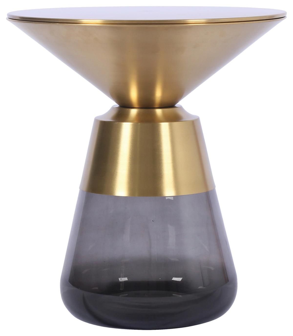 ODKLÁDACÍ STOLEK BAILY -TREND- - šedá/barvy zlata, Romantický / Rustikální, kov/sklo (48/54.5/48cm) - Premium Living