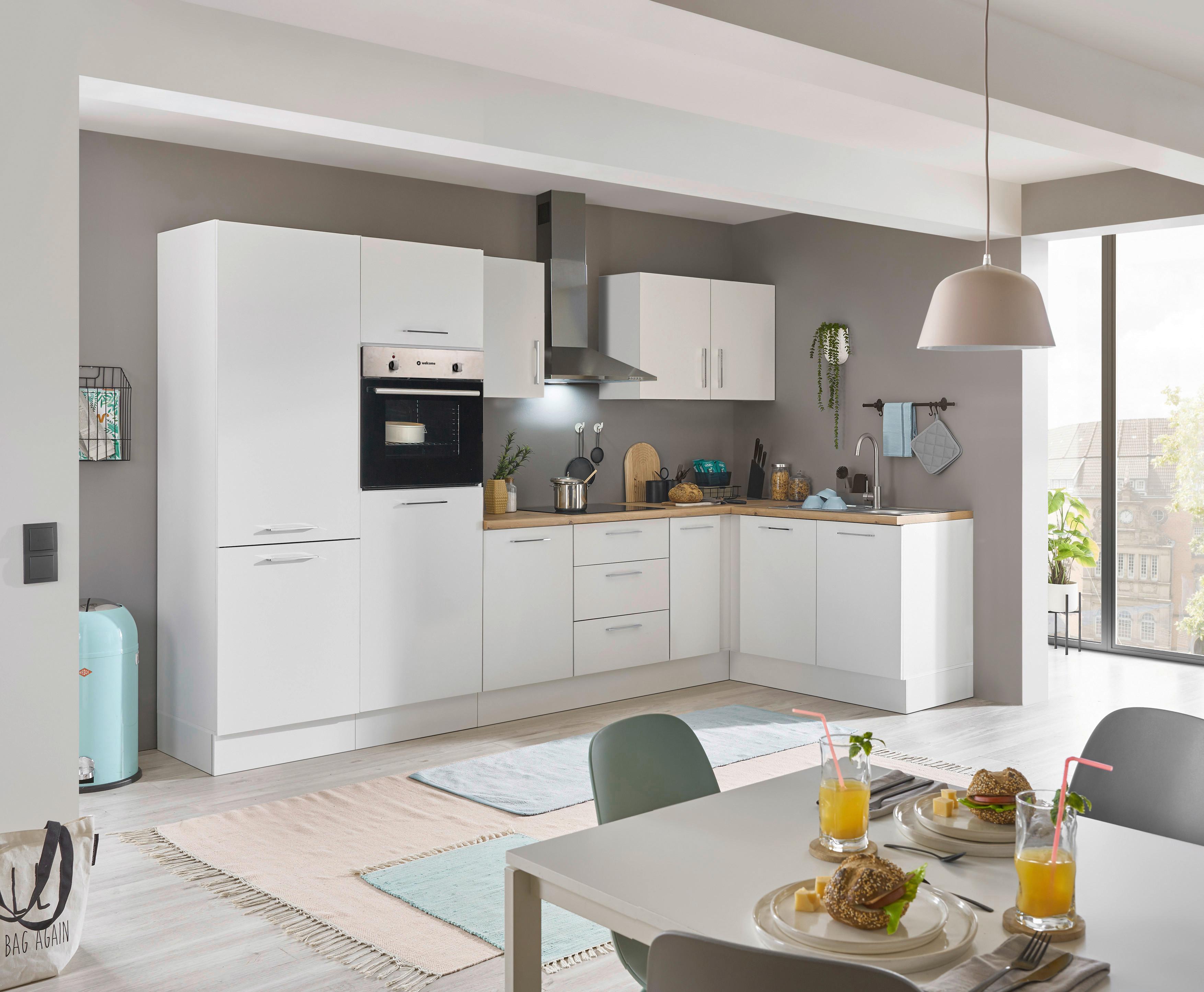 Eckküche Turin Weiß/Eiche Dekor 330x165 cm - Weiß/Eiche Artisan, Basics, Holzwerkstoff (330/165cm) - MID.YOU