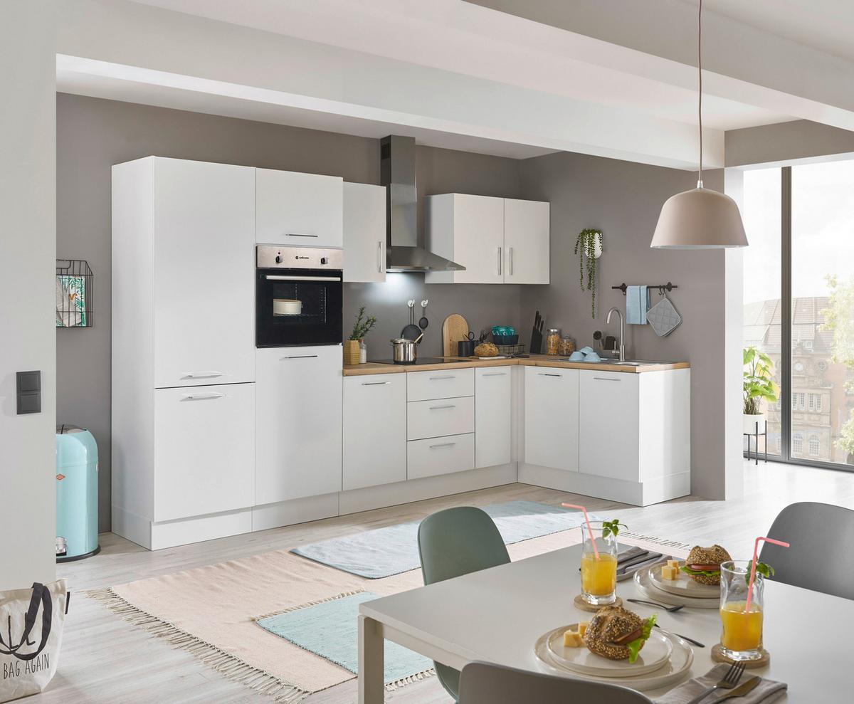 Eckküche Turin Weiß/Eiche Dekor 330x165 cm - Weiß/Eiche Artisan, Basics, Holzwerkstoff (330/165cm) - MID.YOU