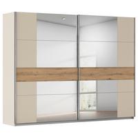 Schwebetürenschrank Mit Spiegel 271cm Calisto Champagner/eiche - Champagner/Silberfarben, Trend, Holzwerkstoff (271/210/62cm) - Luca Bessoni