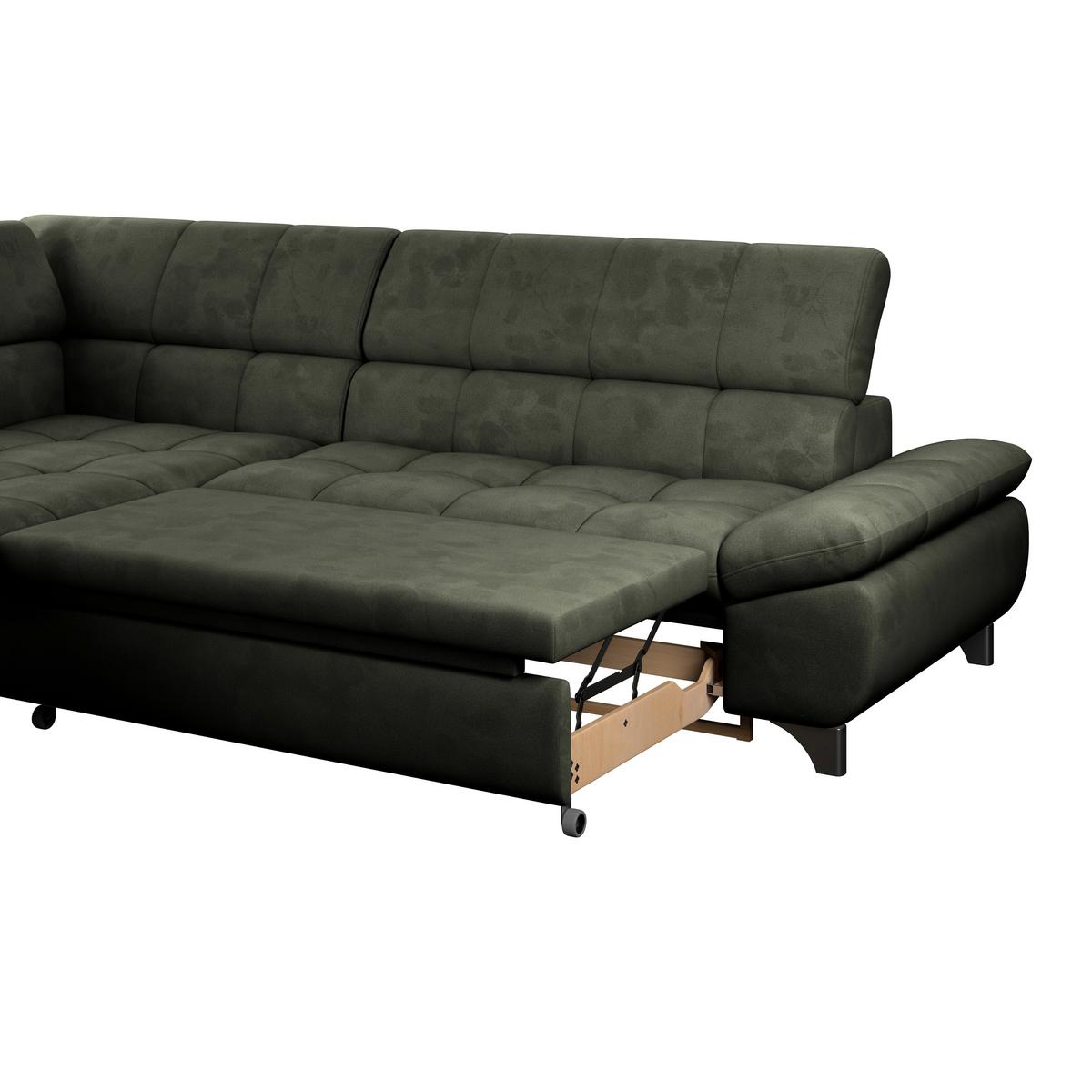 Ecksofa Gemini Waldgrün, B: 234cm - Chromfarben/Dunkelgrün, KONVENTIONELL, Textil (234/312cm)