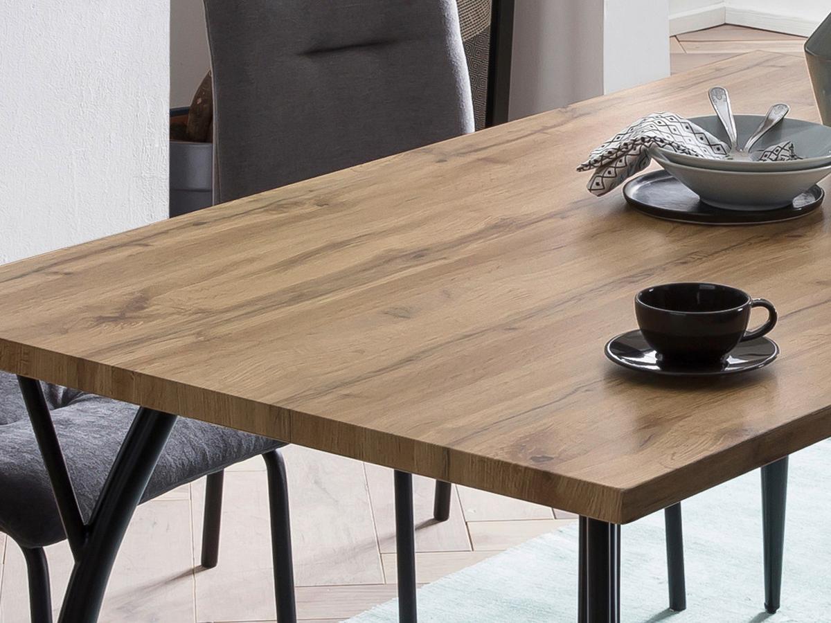 Esstisch 150x90 Eiche Dekor - Eichefarben/Schwarz, Design, Holzwerkstoff/Metall (150/90/77cm) - Livetastic