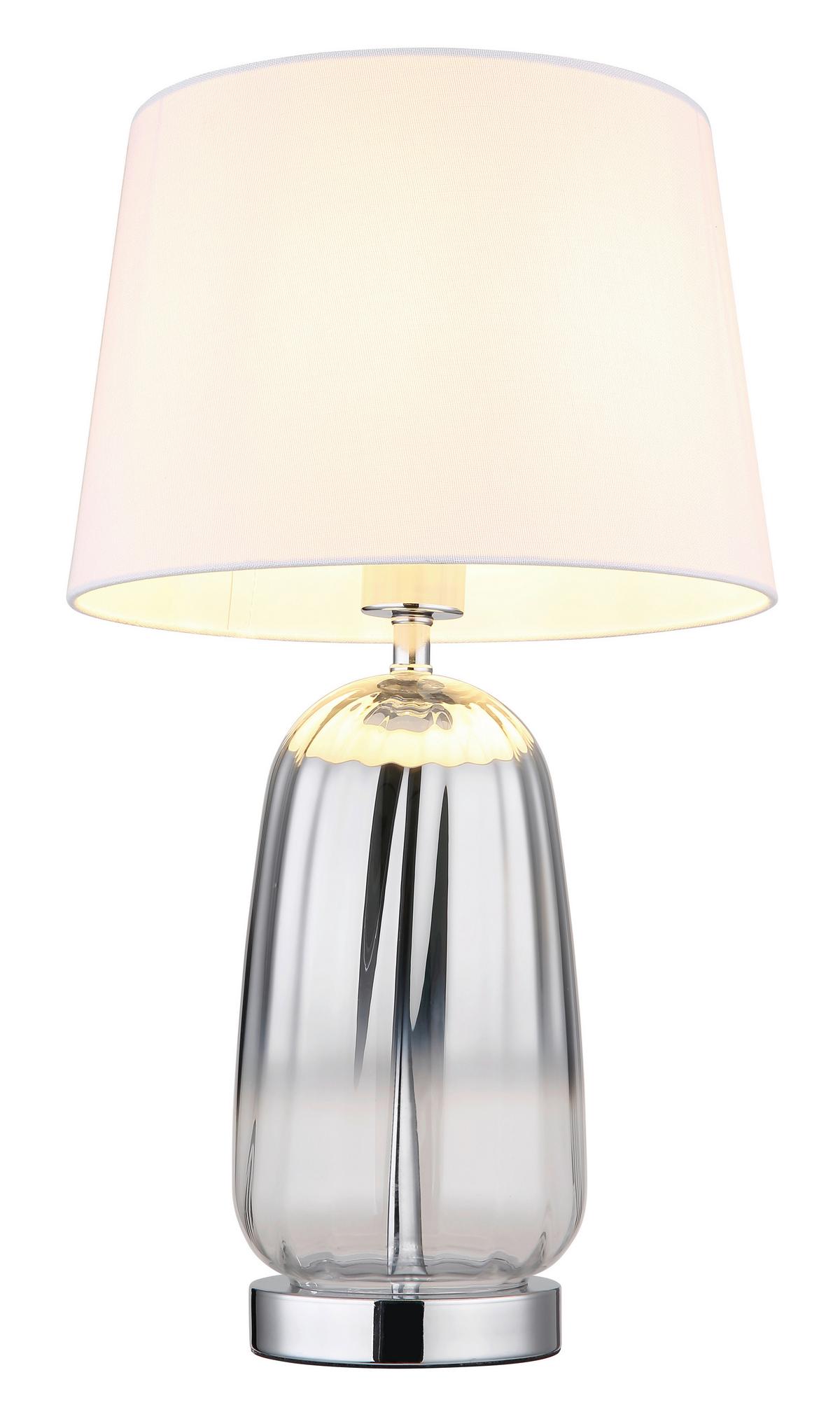 Tischleuchte 24142w - Klar/Chromfarben, Design, Glas/Textil (30/52cm) - Globo