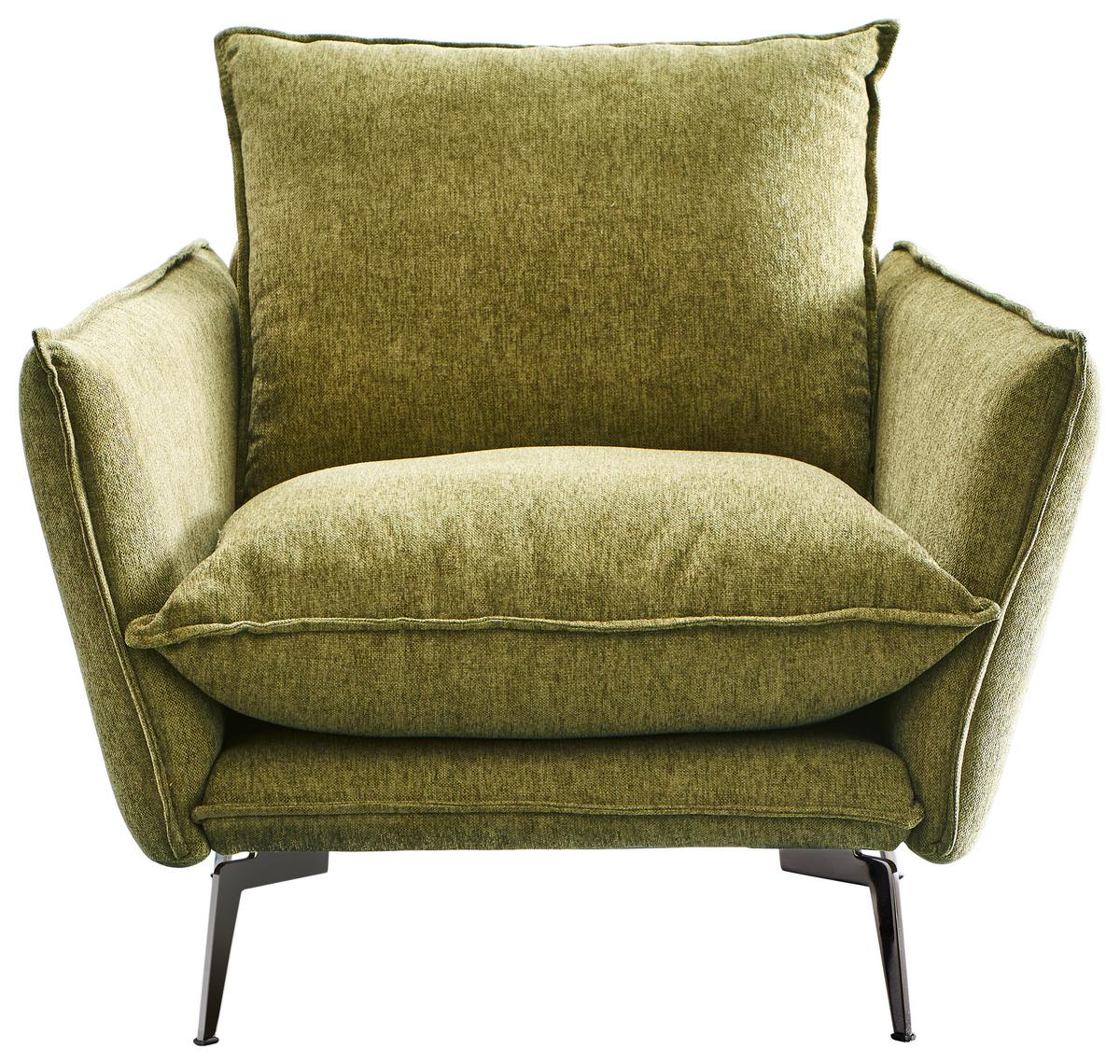 Sessel Skye Olivgrün B: 96 Cm - Schwarz/Olivgrün, Design, Textil (96/84/100cm) - Livetastic