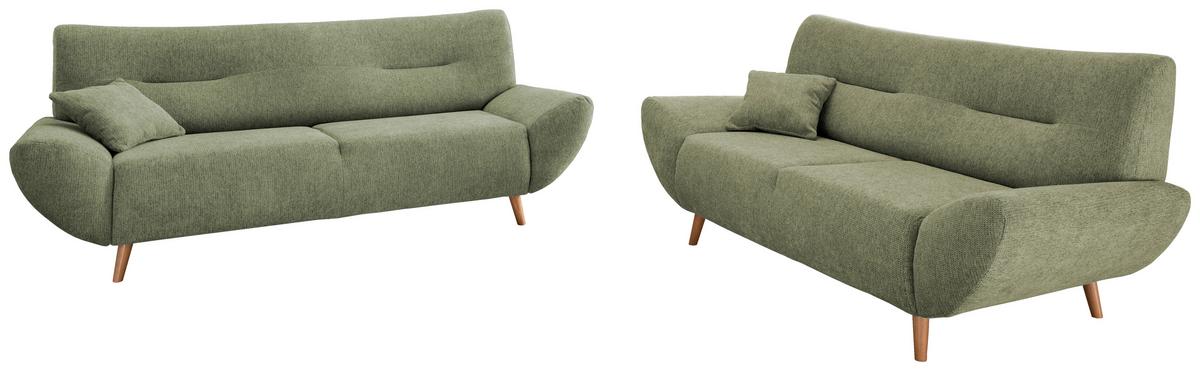 3-sitzer-sofa Drago Grün Zierkissen - Wildeiche/Grün, MODERN, Holz/Textil (205/81/90cm) - MID.YOU