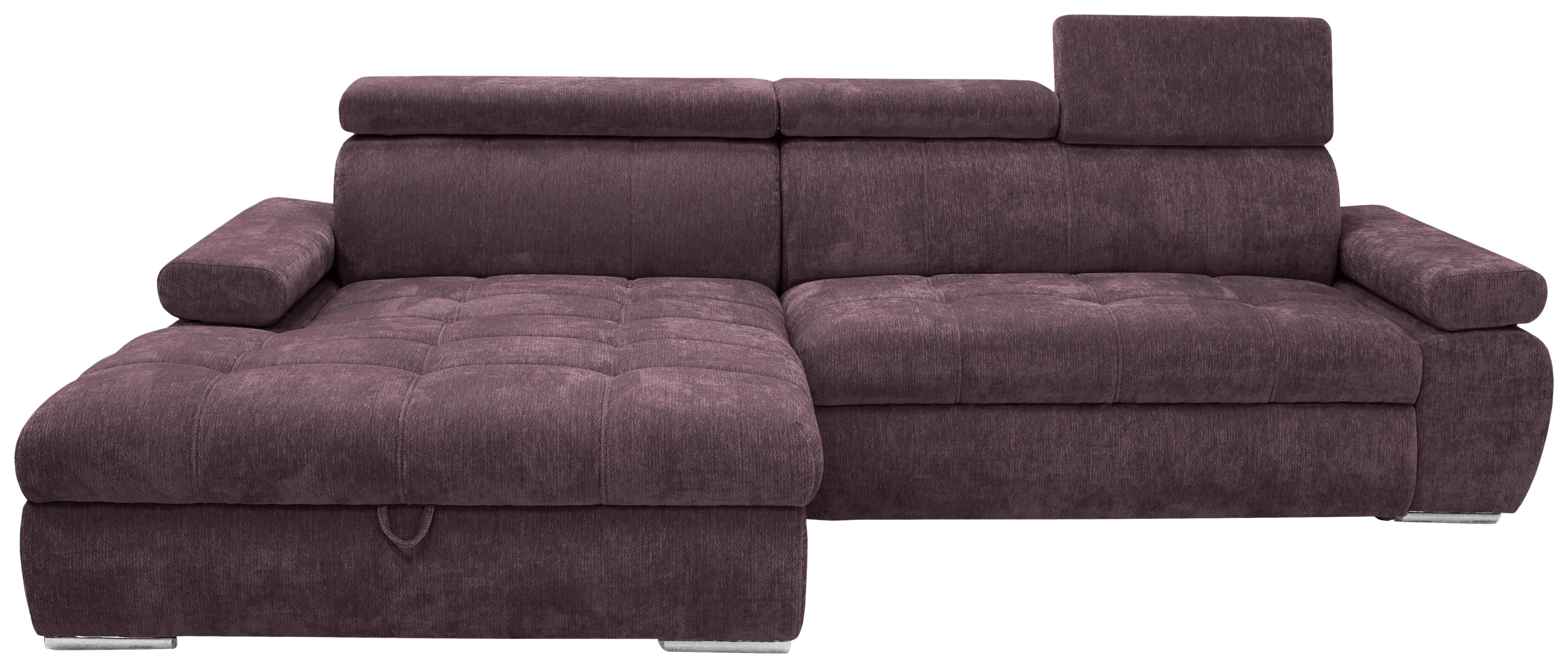 Rohová sedačka VEGAS, levá, ostružinová žinylka - barvy stříbra/ostružinová, Design, dřevo/textil (173/294cm)