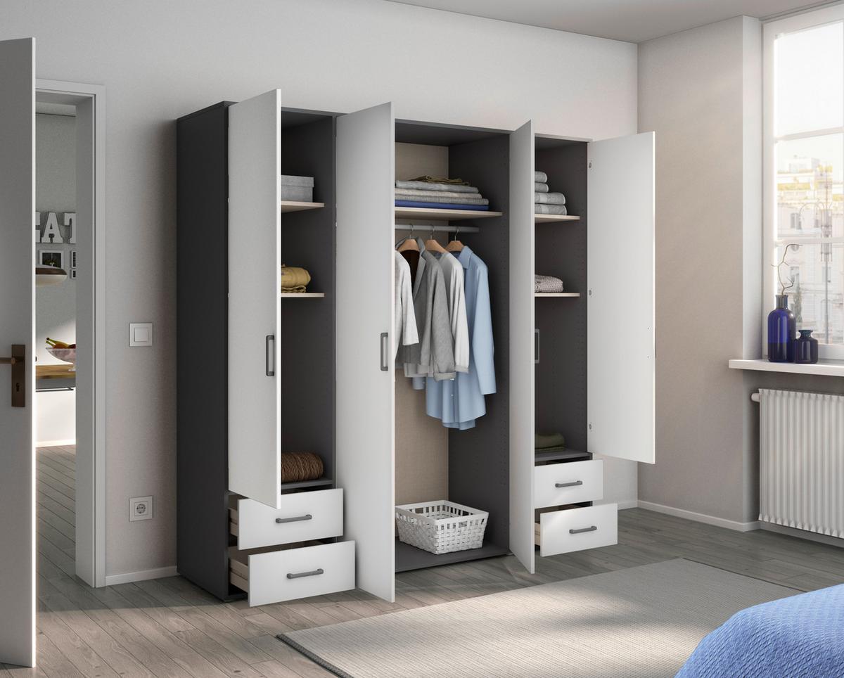 Drehtürenschrank Voyager Grau,weiß B: 187 Cm - Weiß/Grau, MODERN, Holzwerkstoff (187/194/53cm) - Rauch Möbel