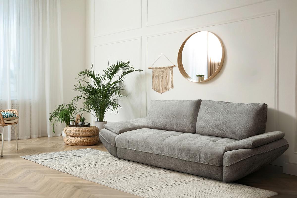 Schlafsofa Elma Sandfarben B: 280cm - Sandfarben/Schwarz, KONVENTIONELL, Holz/Holzwerkstoff (280/73-93/107cm) - MID.YOU