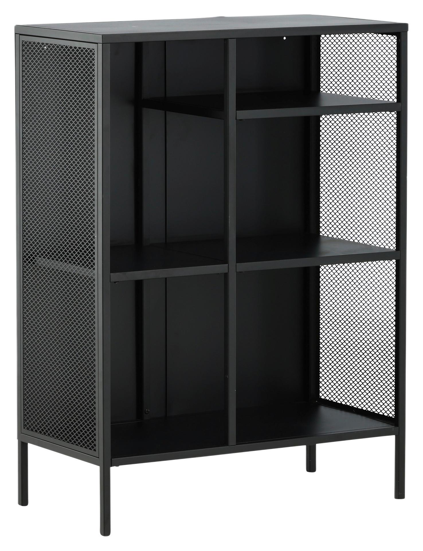Bücherwand Misha - Schwarz, Design, Metall (80/110/40cm) - Livetastic