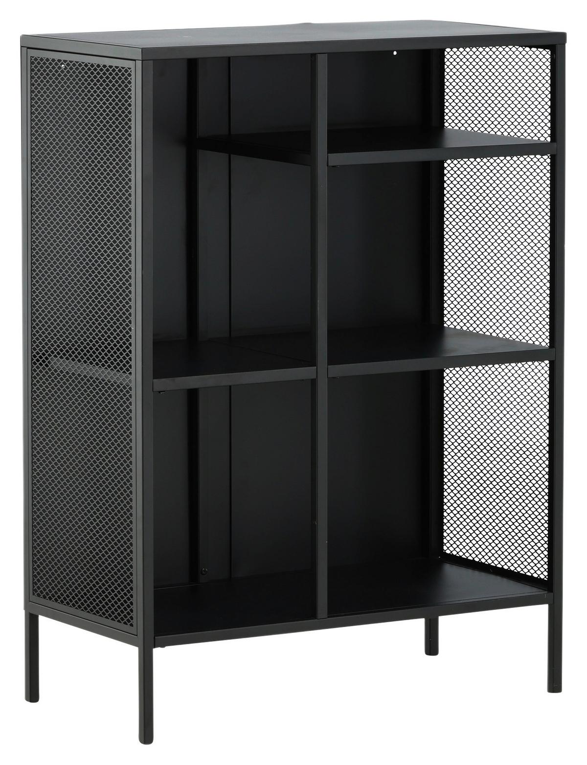 Bücherwand Misha - Schwarz, Design, Metall (80/110/40cm) - Livetastic
