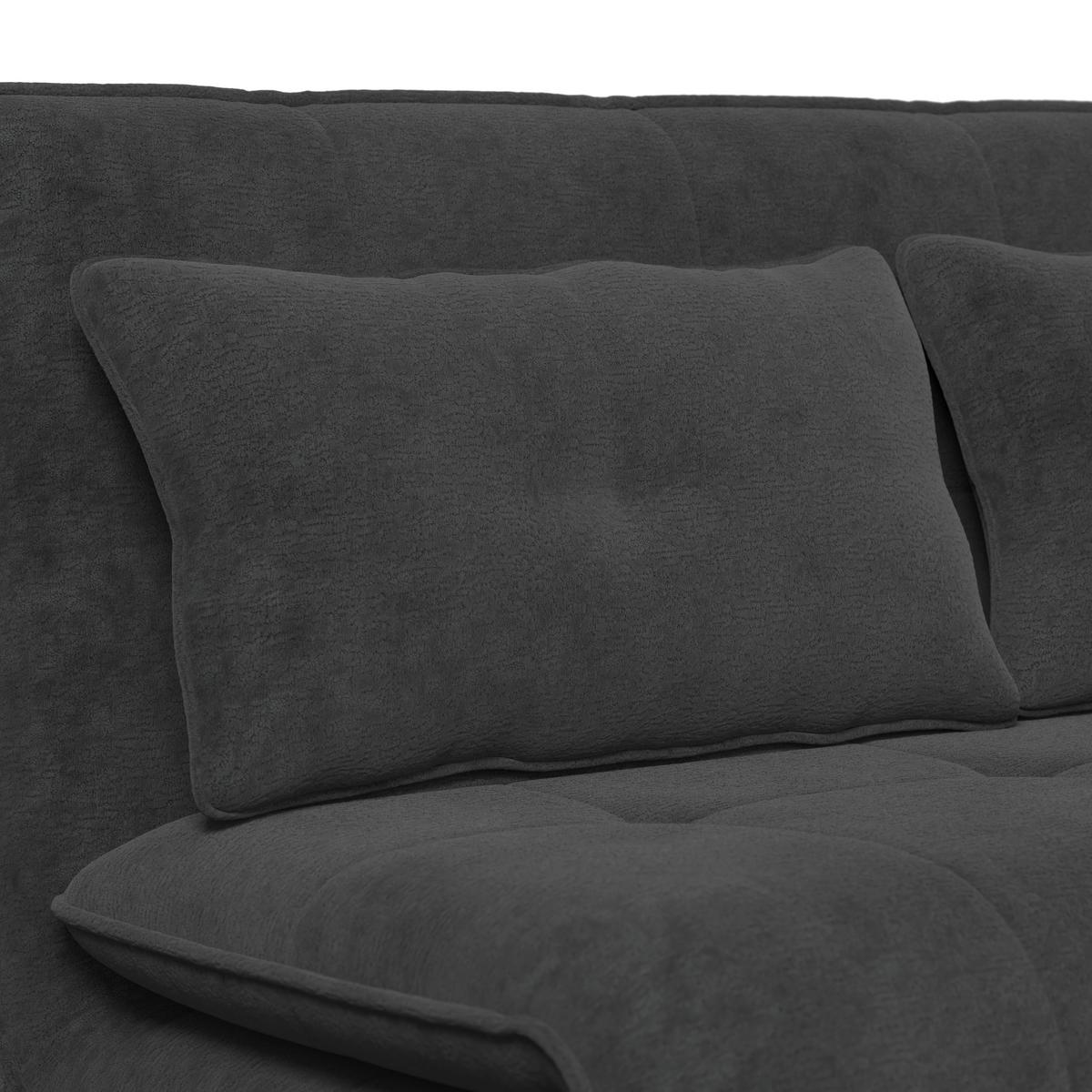 Rozkládací pohovka LUNA, tmavě šedé buklé, max.240 kg - černá/tmavě šedá, Moderní, kov/textil (142/62/40cm) - Bessagi Home