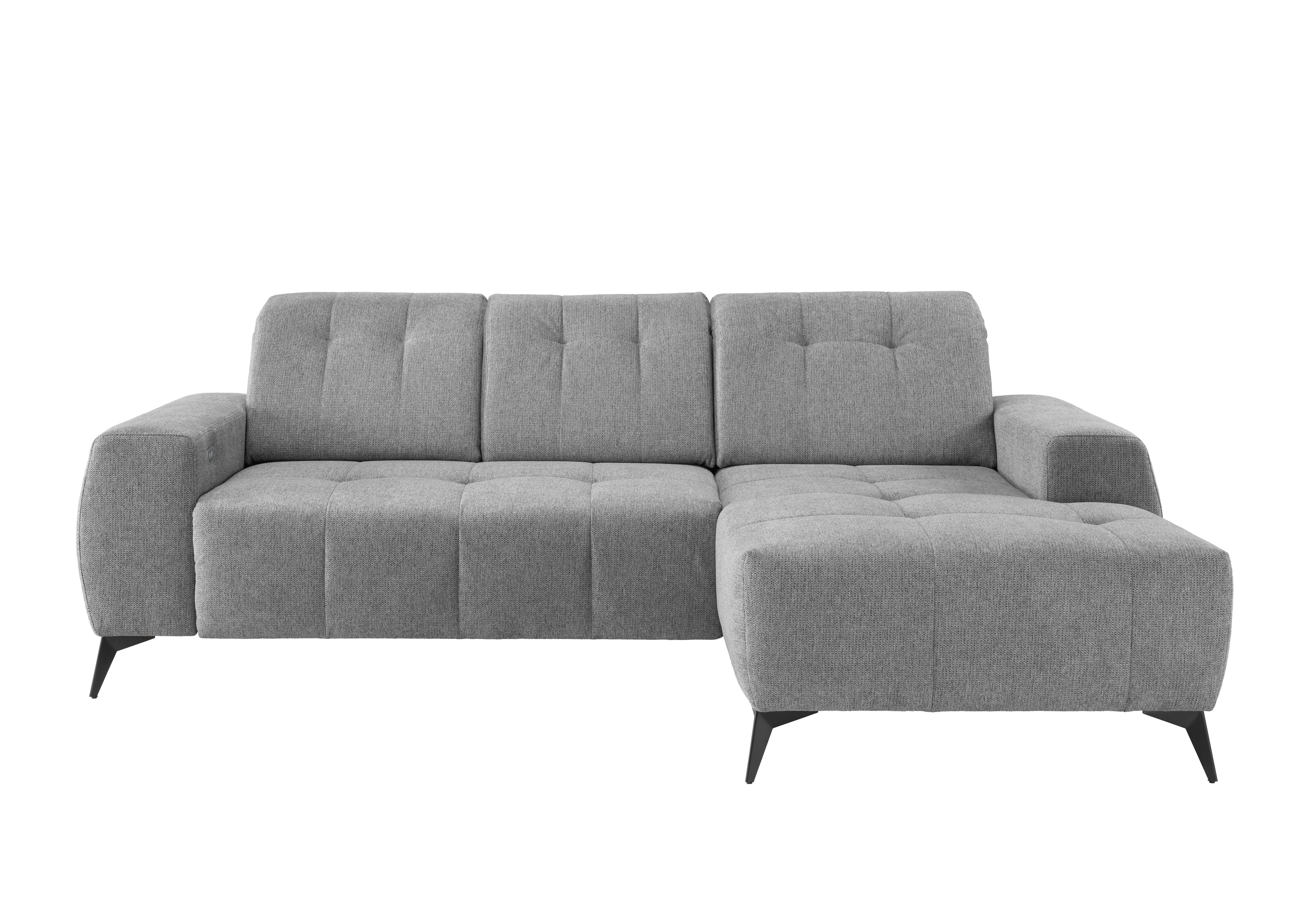 Ecksofa mit USB Anschluss Sano,silberfarben,s:258x180 cm - Silberfarben/Schwarz, MODERN, Textil (258/180cm) - Livetastic