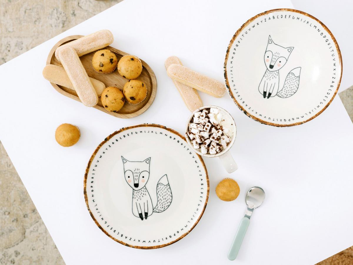 Kindergeschirrset Mutlicolor Steinzeug Fuchs - Multicolor, Basics, Keramik - Creatable