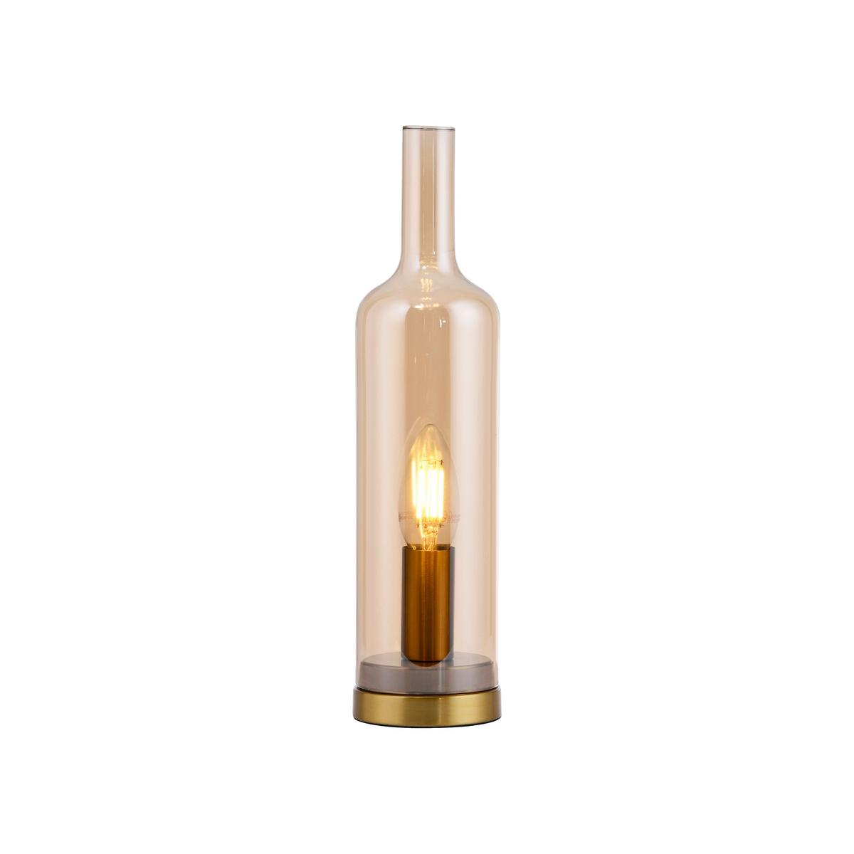 Tischleuchte, E14 14006-27 - Beige, Design, Glas/Kunststoff (8,5/8,5/34cm)
