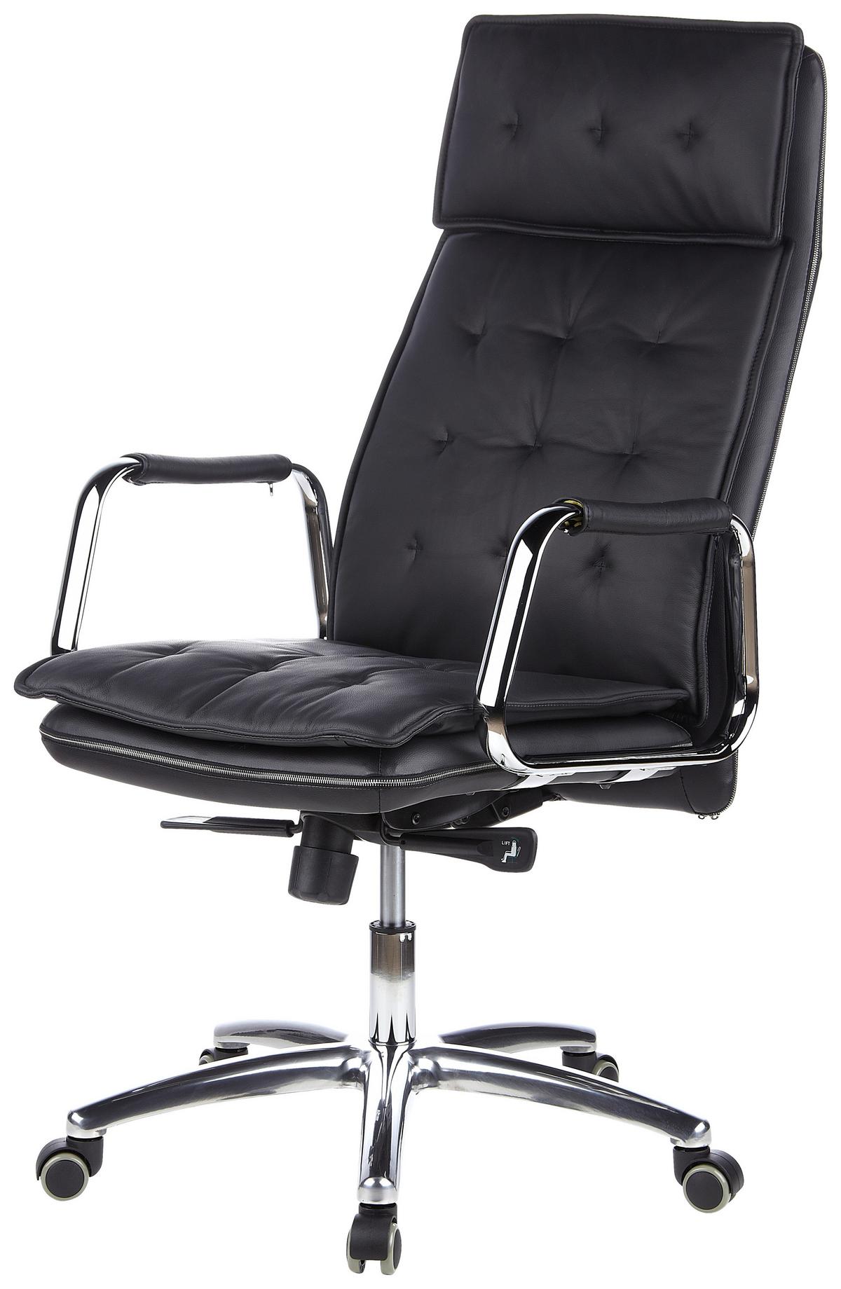 Chefsessel Villa Schwarz Bis 120 Kg - Schwarz, Basics, Leder/Kunststoff (60/130/48cm) - MID.YOU